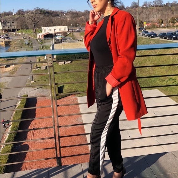 Vntg LeSuit Orange Blazer Jacket Office Business Corpgore - Picture 4 of 8